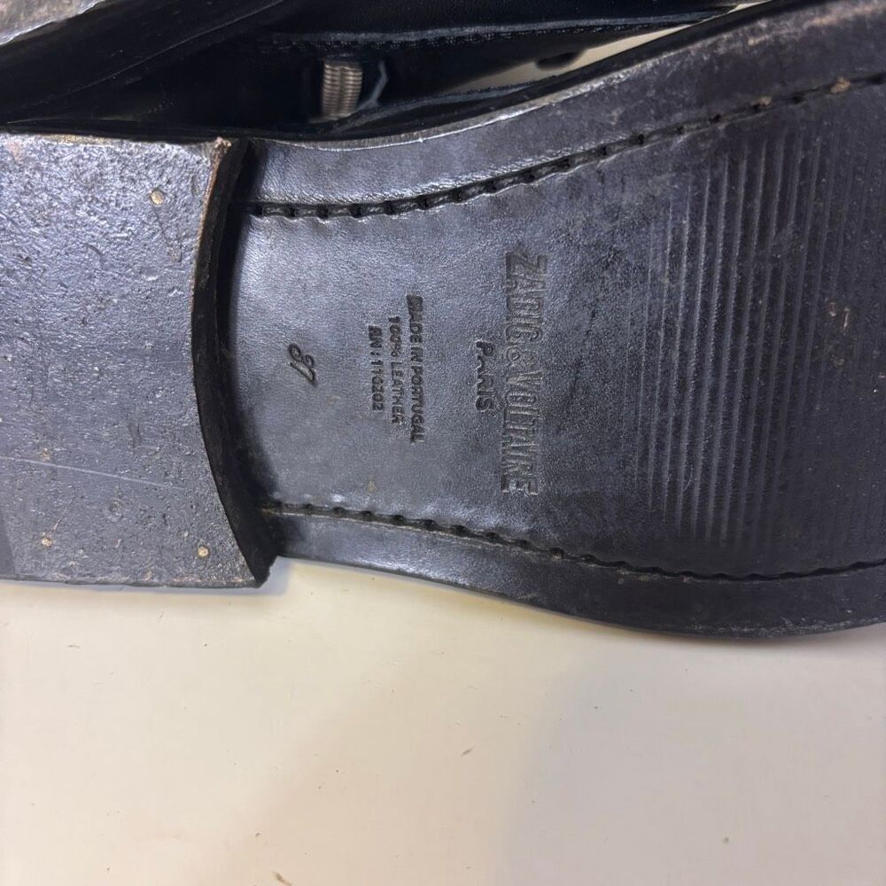 Zadig & Voltaire Black Leather Lace Up Combat Boots Size 37 = 7 - Picture 11 of 12